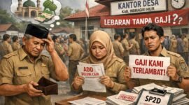 Ratusan perangkat desa dan kepala desa di Kabupaten Indragiri Hilir (Inhil) terancam belum menerima gaji menjelang Hari Raya Idul Fitri