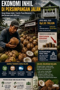 ‎EKONOMI INHIL DI PERSIMPANGAN JALAN: Harga Kelapa Turun, Transfer Pusat Menyusut, dan Harapan pada Hilirisasi